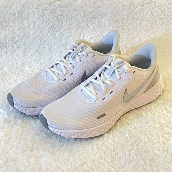 Nike Revolution 5 Sneakers Running Shoes Lace White Pure Platinum Mesh Unisex - Picture 4 of 15
